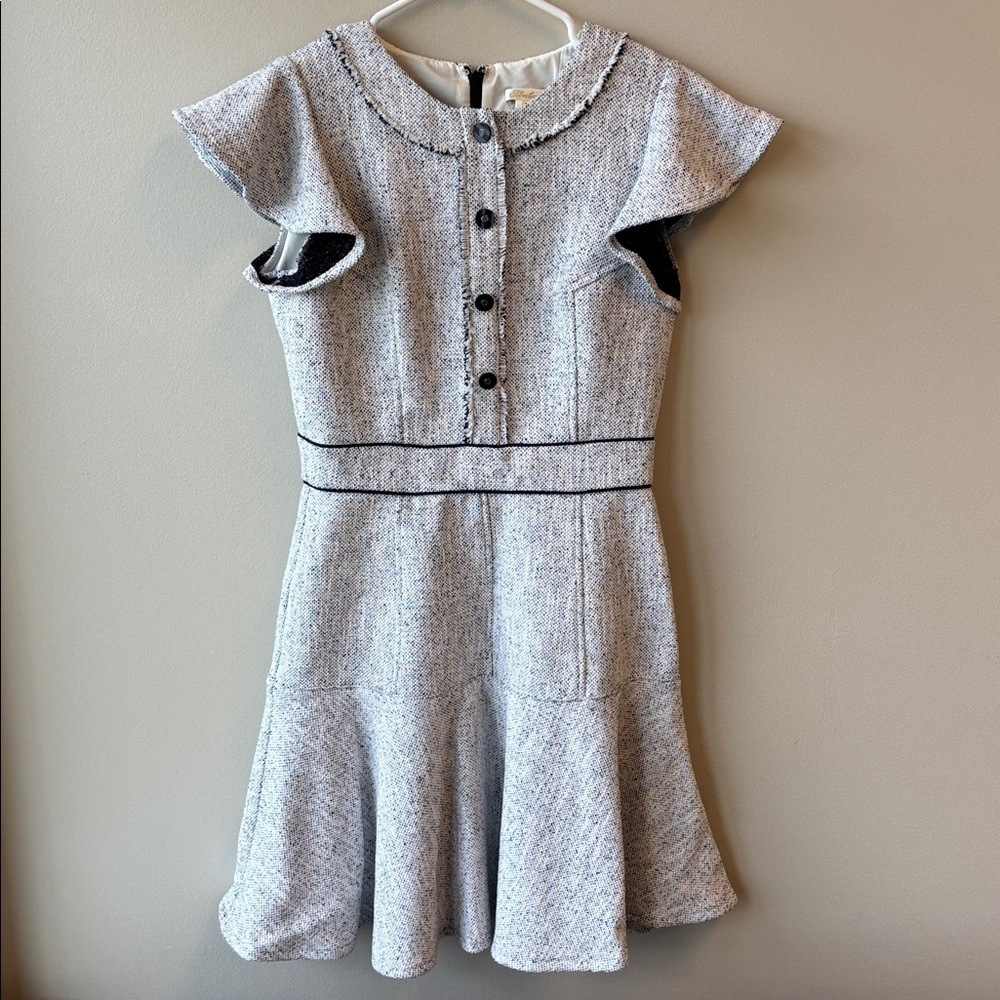 Shoshanna Chic Gray Tweed Dress with Black Accents - Picture 2 of 8